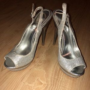 Silver sparkle platforms